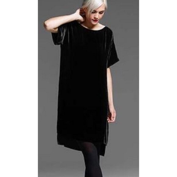 New w/Tags Eileen Fisher - Bateau Neck Velvet Shift Dress in Black, XS fits Med - Picture 1 of 12